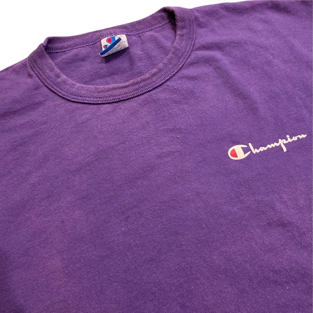 Champion Mens T-Shirt Purple Vintage 90s Made in USA Script Logo XXL